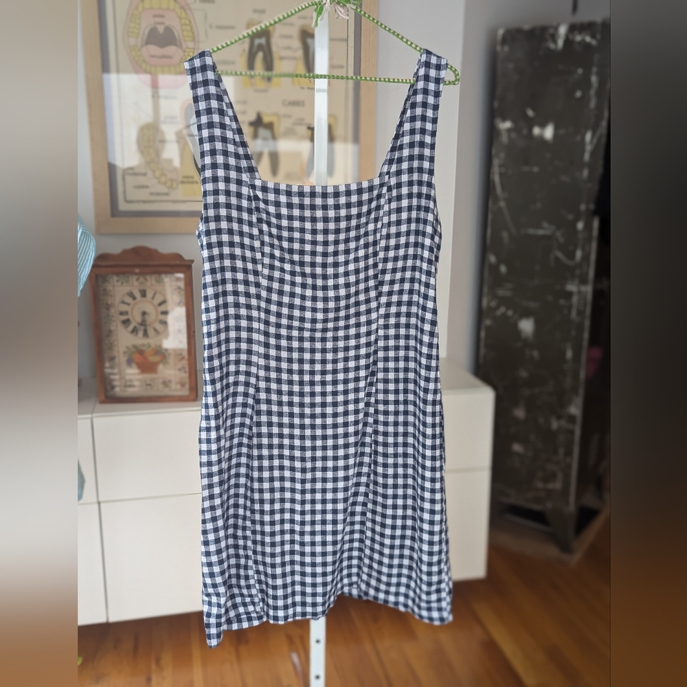 Old Navy White And Navy Checkered Dress L